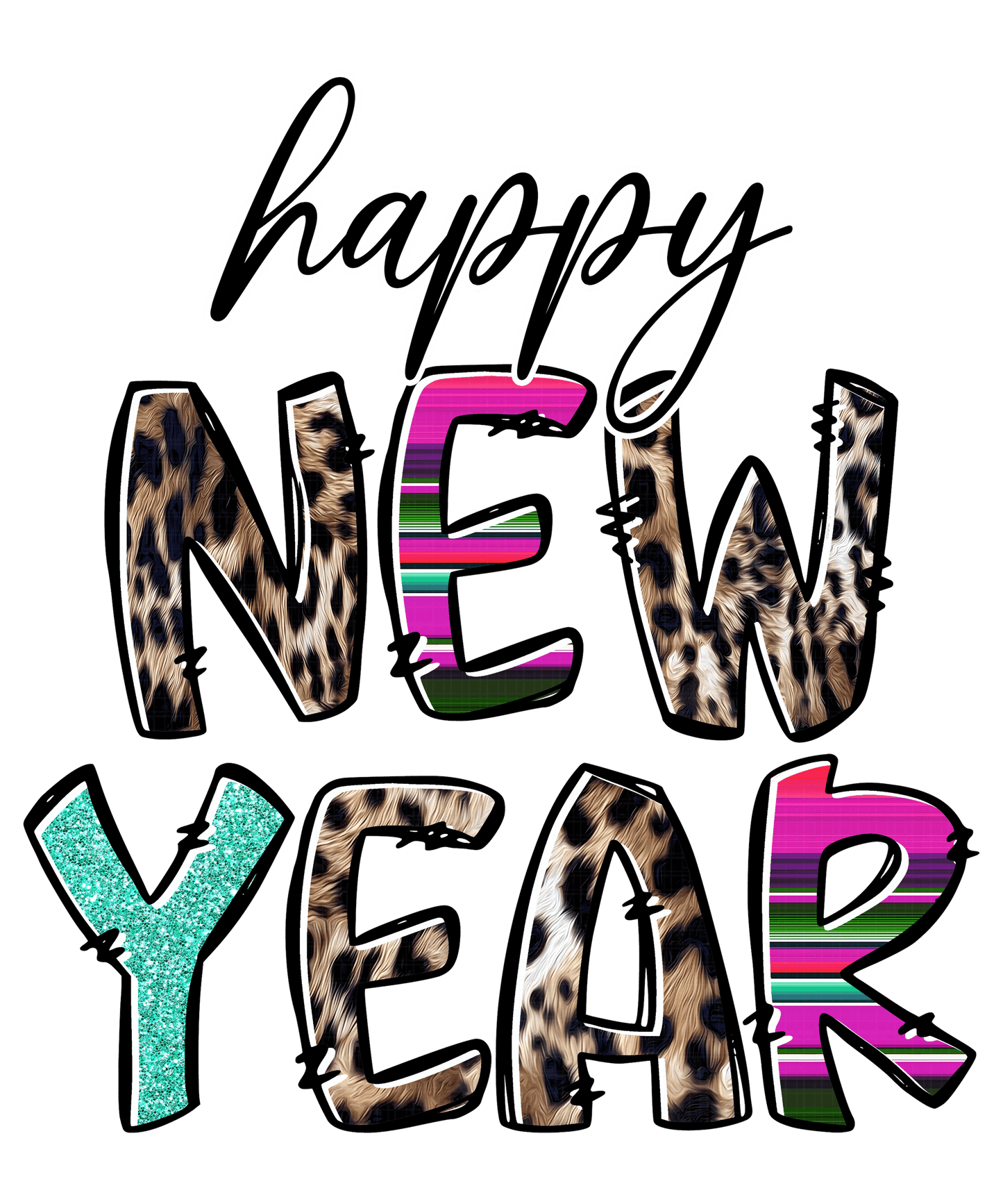 Estampado de leopardo Feliz Año Nuevo 2025-NY12
