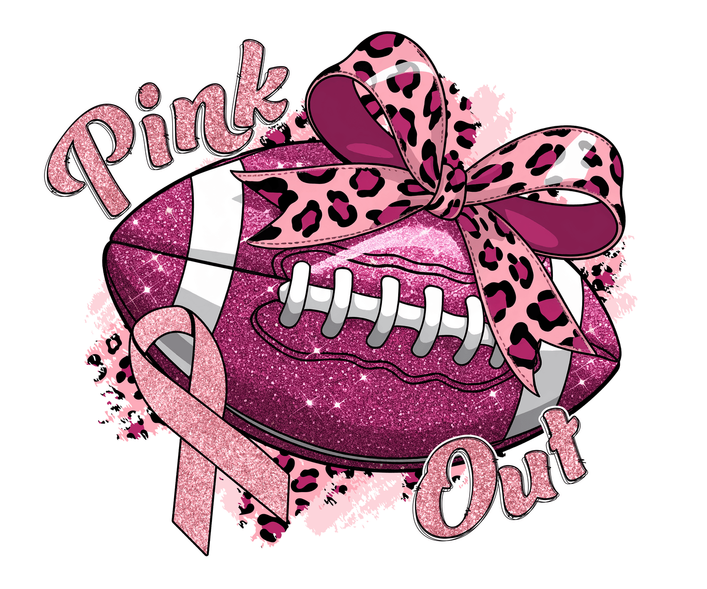 Pink Out Glitter Football -PO10