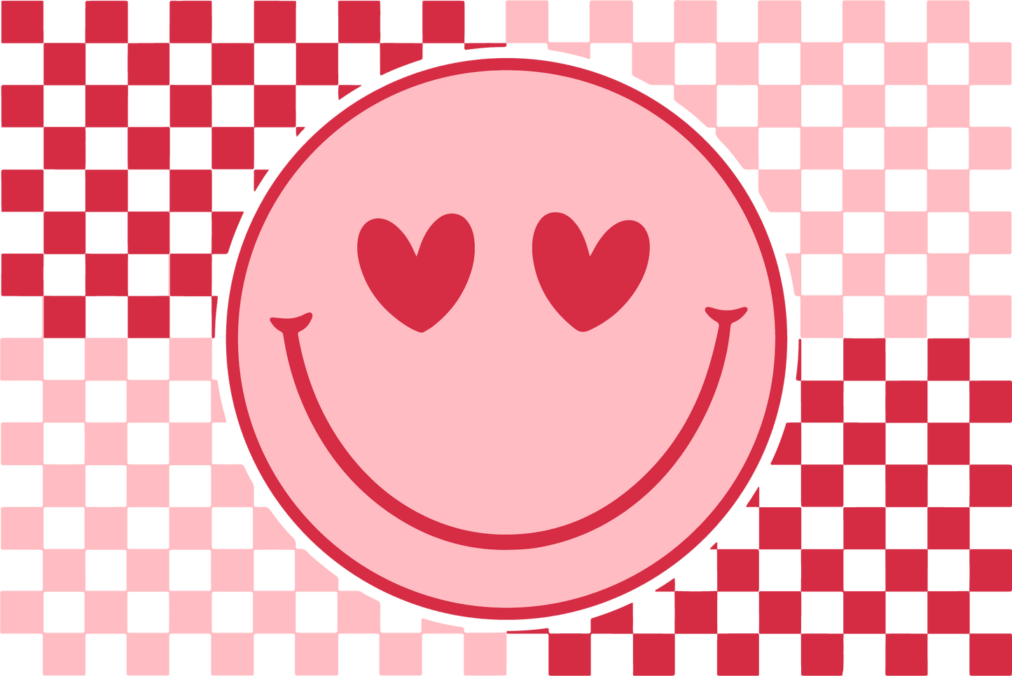 Checkered Print Smiley Face -js V10DTF