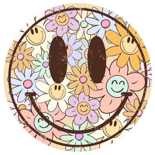 Cara sonriente con margaritas bohemias y elegantes - ST07