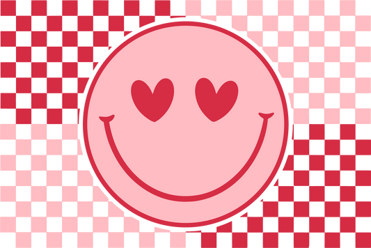 Checkered Print Smiley Face -js V10DTF