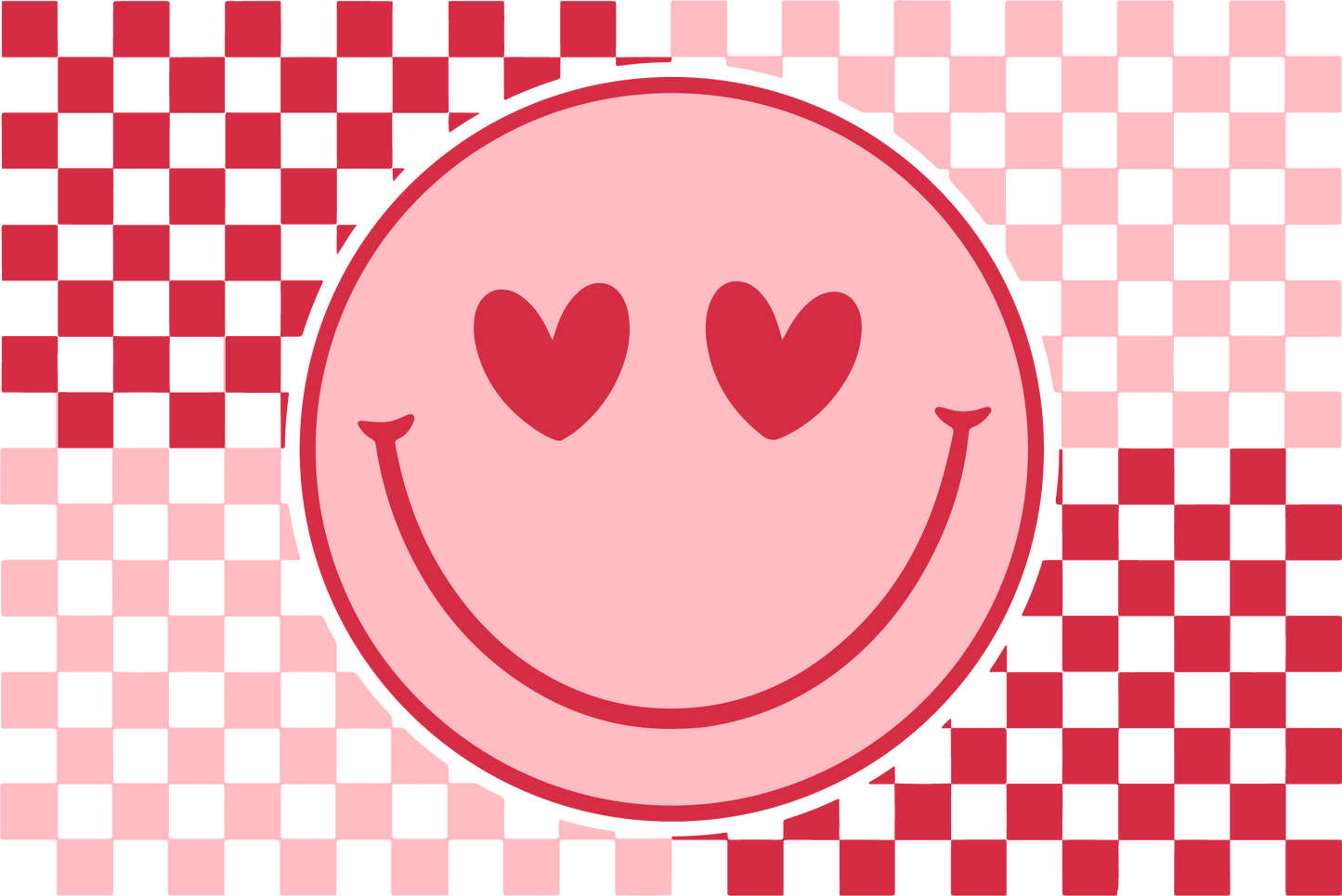 Checkered Print Smiley Face -js V10DTF