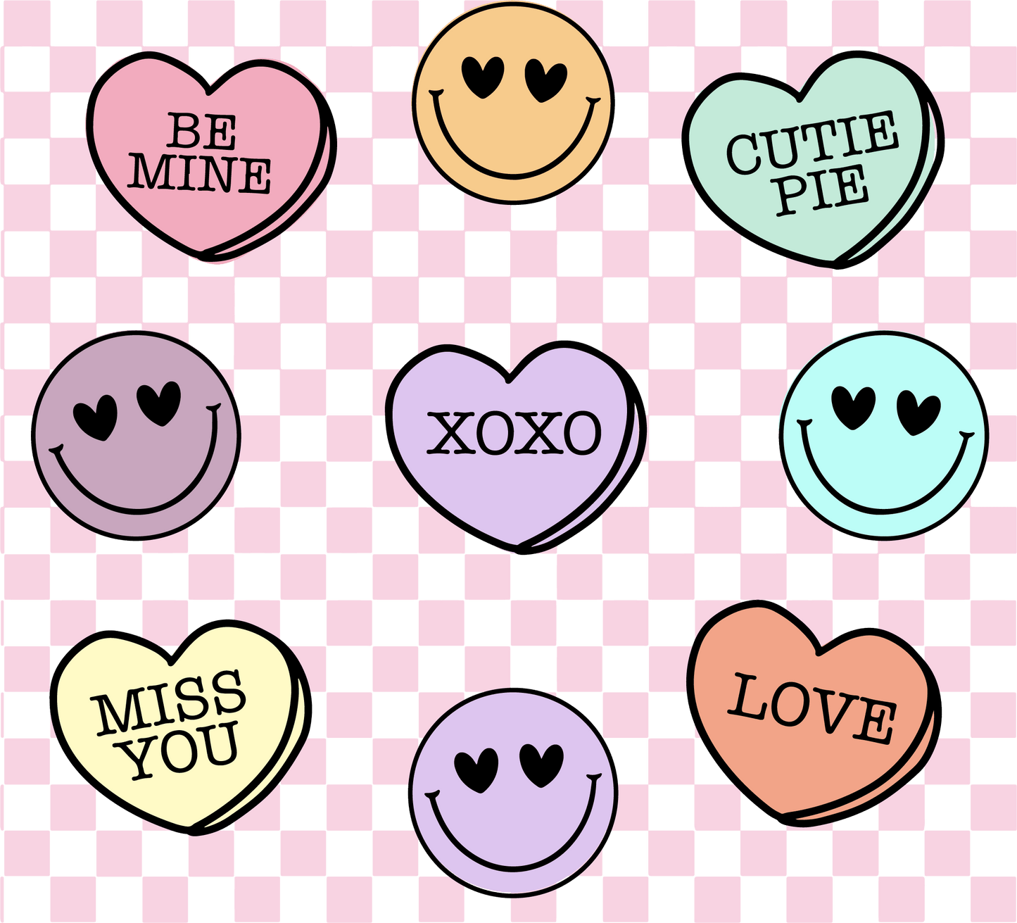 Checkered Valentine Candy-js V12DTF