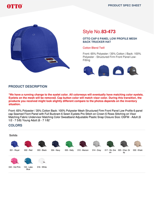 83-439 OTTO LOW-MID MESH TRUCKER