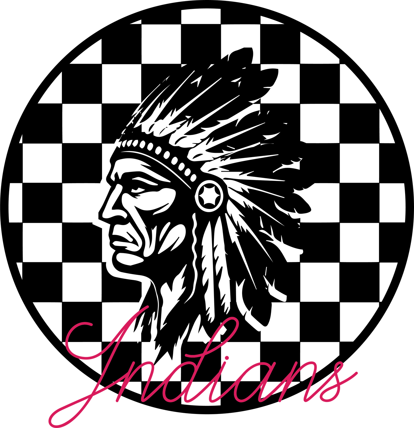 Pink Indians Checkered Print-ss I146DTF