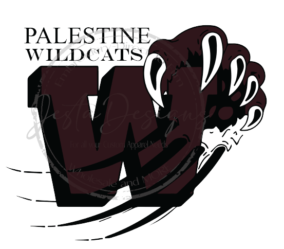 Burgundy W Palestine Wildcats- ss P07DTF